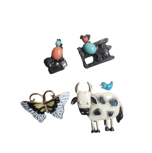 unknown Jewelry - Lot‎ of animal brooches